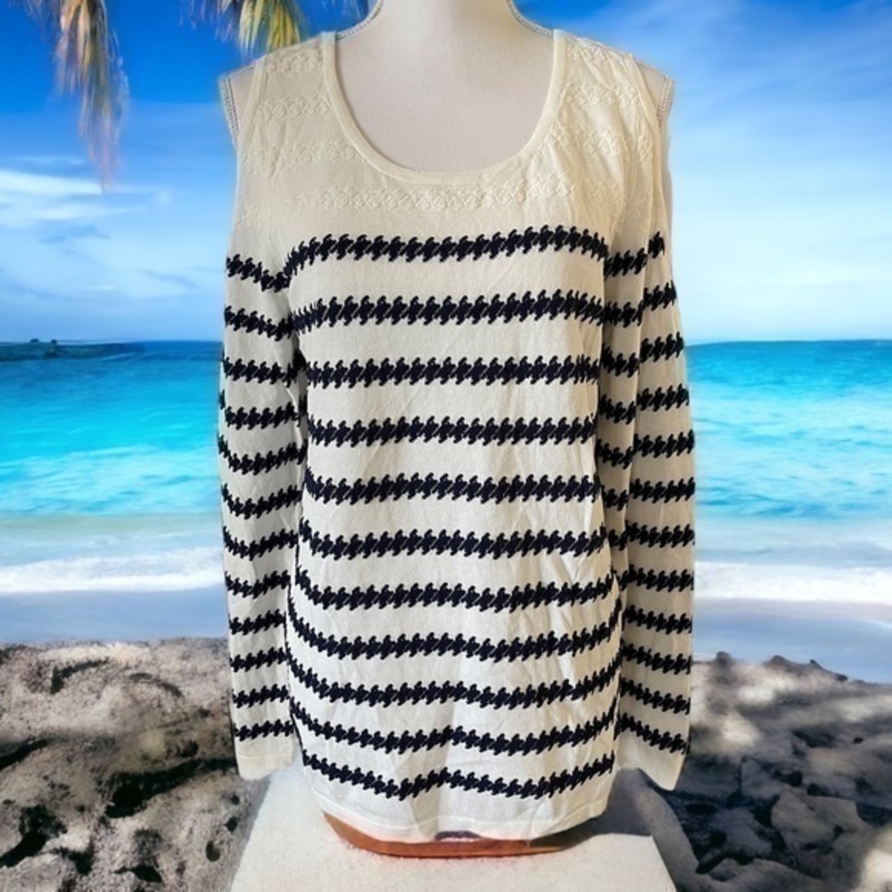 Fever Striped Cold Shoulder Top